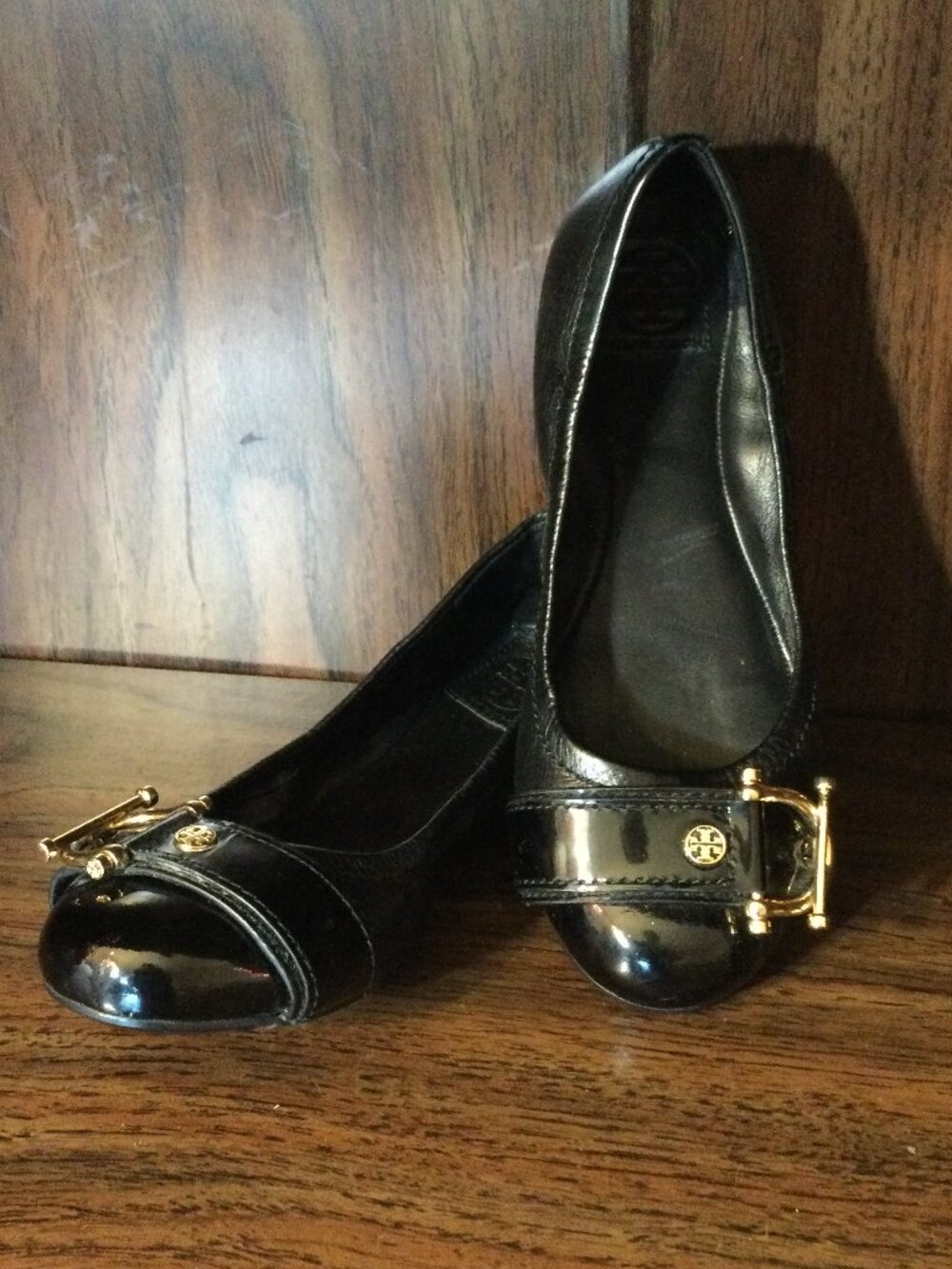 Tory Burch Noel ballet flats Black with gold-tone horsebit buckle US 6.5